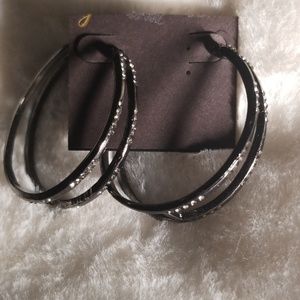 Gunmetal Double Hoop Earrings